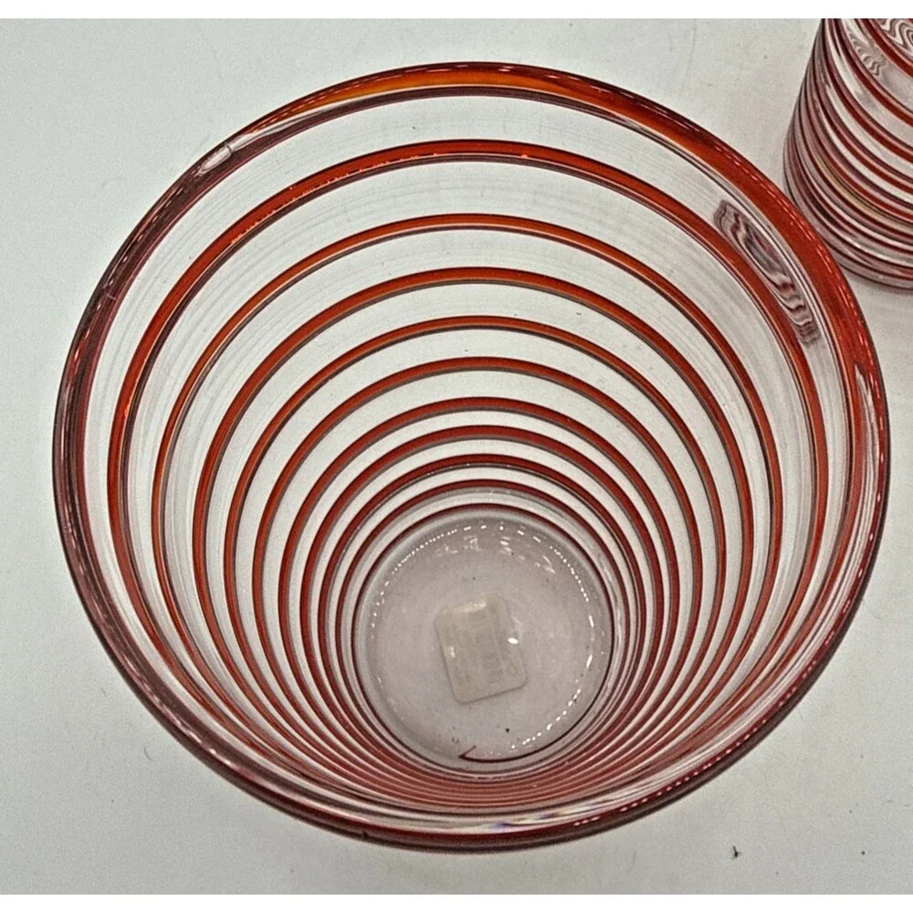 Crate & Barrel Red Swirl Tumblers Set Of 2 20oz Holiday Replacements 169-889